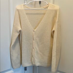 Sezane Cream V-Neck Button-Up Women's Sweater NWOT